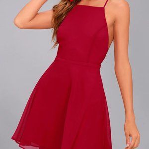 Letter of Love Red Backless Skater Dress